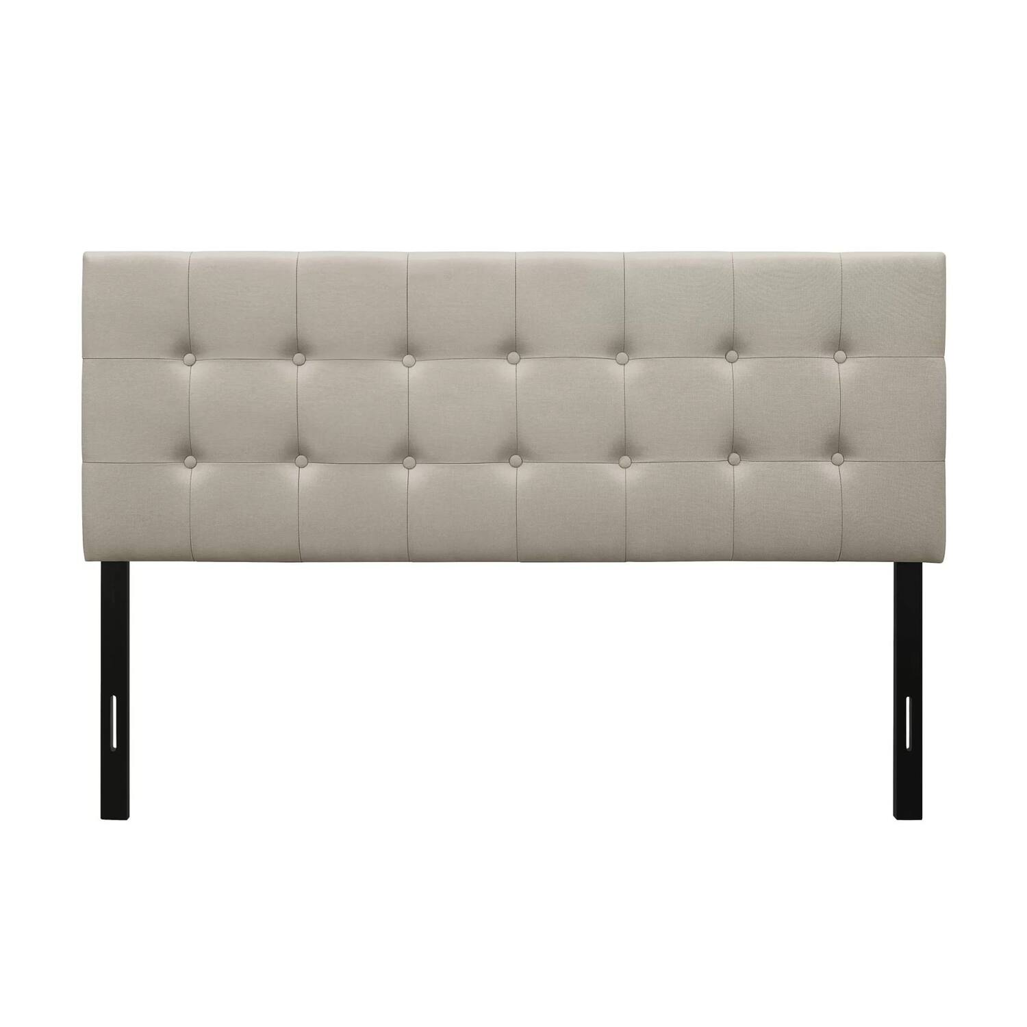 Front. Hivvago - Twin Button-Tufted Headboard in Light Grey Taupe Beige Upholstered Fabric - Light Grey ,Taupe, Beige.