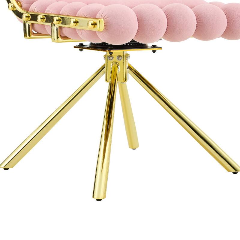 Alt View 9. HTUTWOO - Set of 2 Bubble Tufted Swivel Accent Chair - 360° Swivel Modern Velvet Armless Chair,Gold Metal Frame,Dining Living Room - Pink Gold.