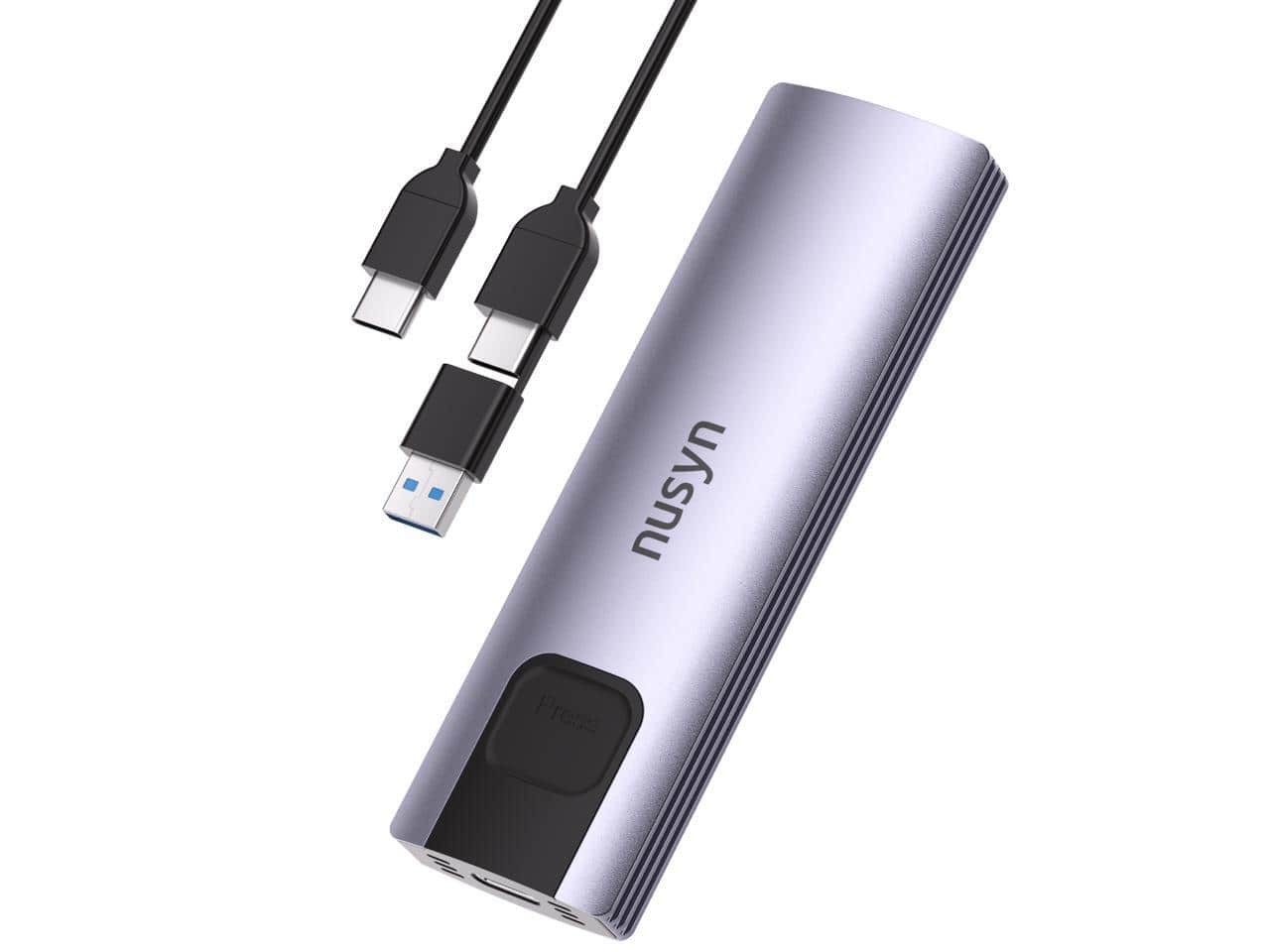 NUSYN - NSE20 10Gbps M.2 NVMe/SATA SSD Enclosure, USB-C, Tool-Free, Plug & Play, Aluminum, Multi-OS