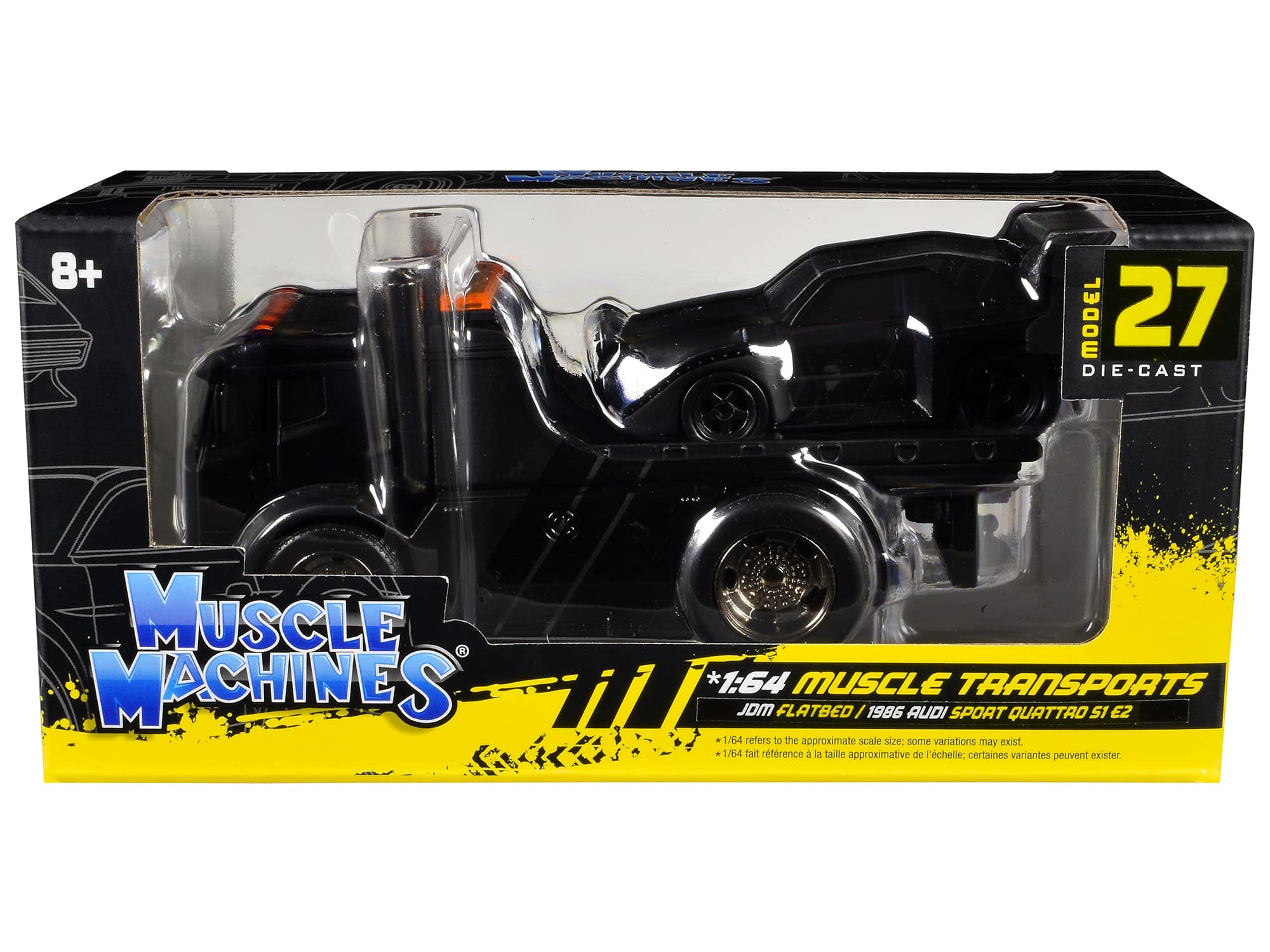 JDM Flatbed Truck Matt Black and 1986 Audi Sport Quattro S1 E2 Matt Black 1/64 Diecast Models by Muscle Machines price history on PriceWatchPro