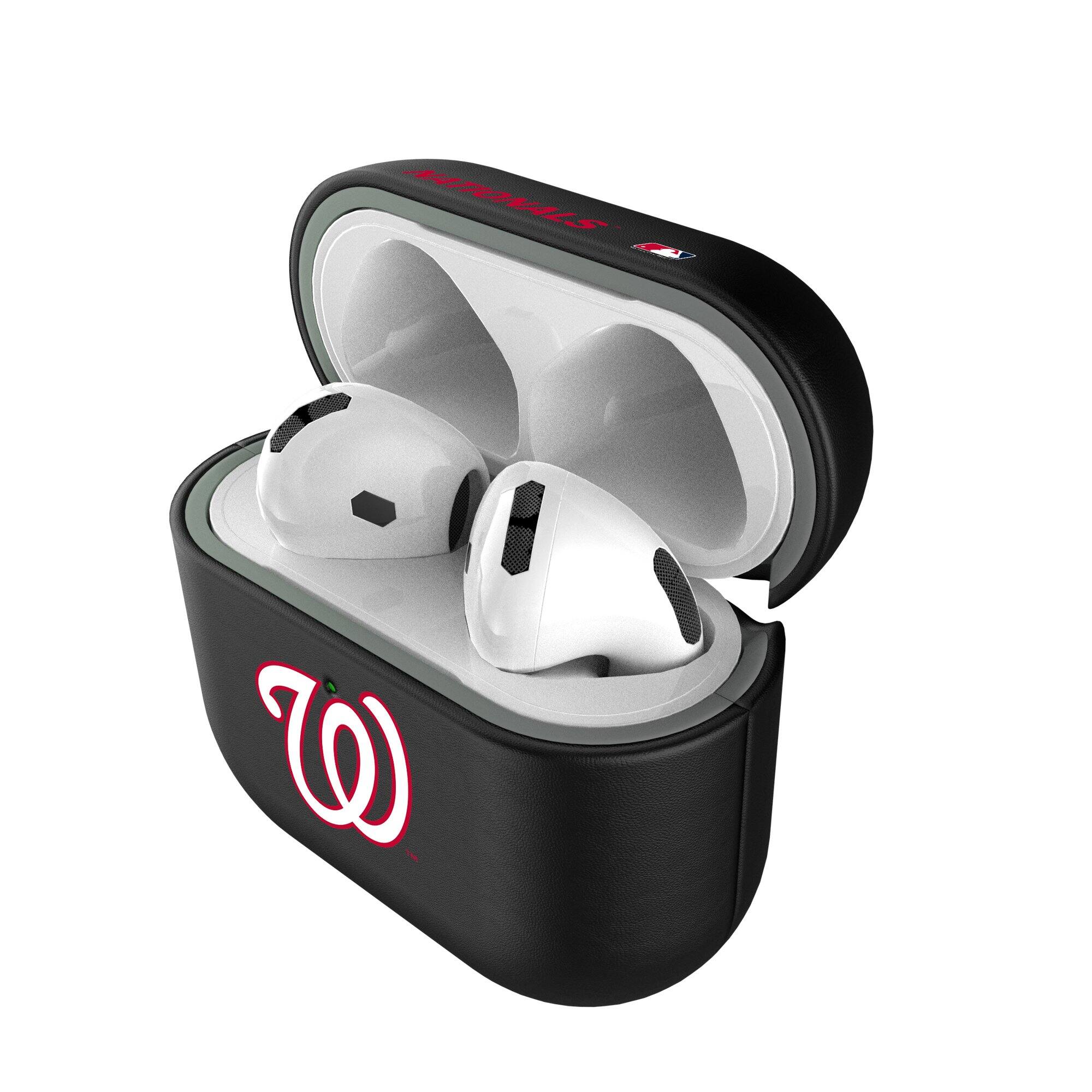 Alt View 3. Keyscaper - Washington Nationals Washington Nationals Insignia AirPods 4th Generation Case Cover - No Size - Black.