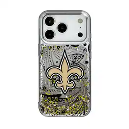Keyscaper - NFL - New Orleans Saints iPhone Paisley Design Glitter Case - 15 - Multicolor