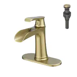 Single Handle Single Hole Bathroom Faucet with Deck Plate Pop Up Drain and Water Supply Hoses