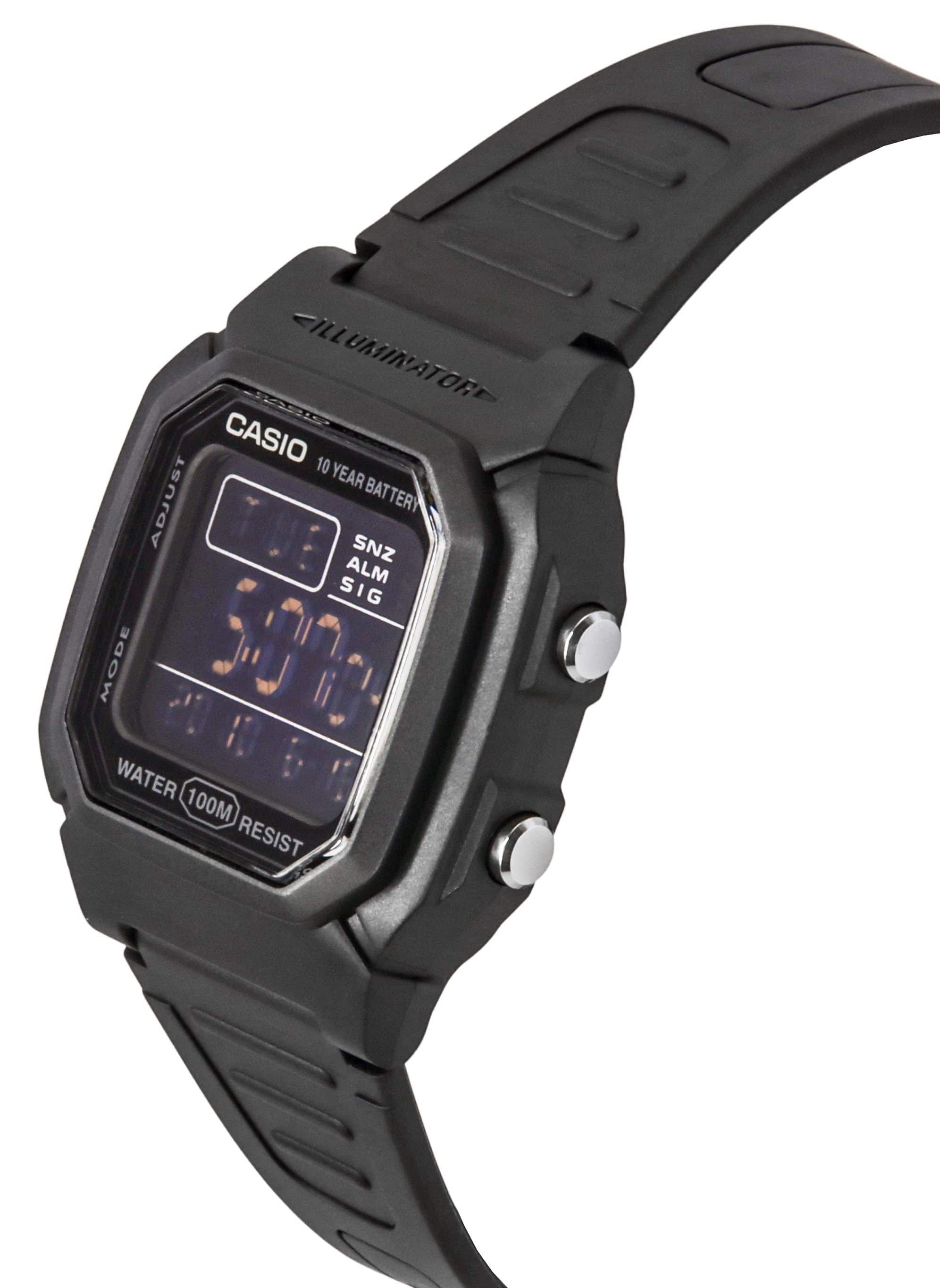 CASIO クォーツ 腕時計 ブラック Casio Digital Dual Time Resin Strap Quartz W 800H 1BV 100M Men's