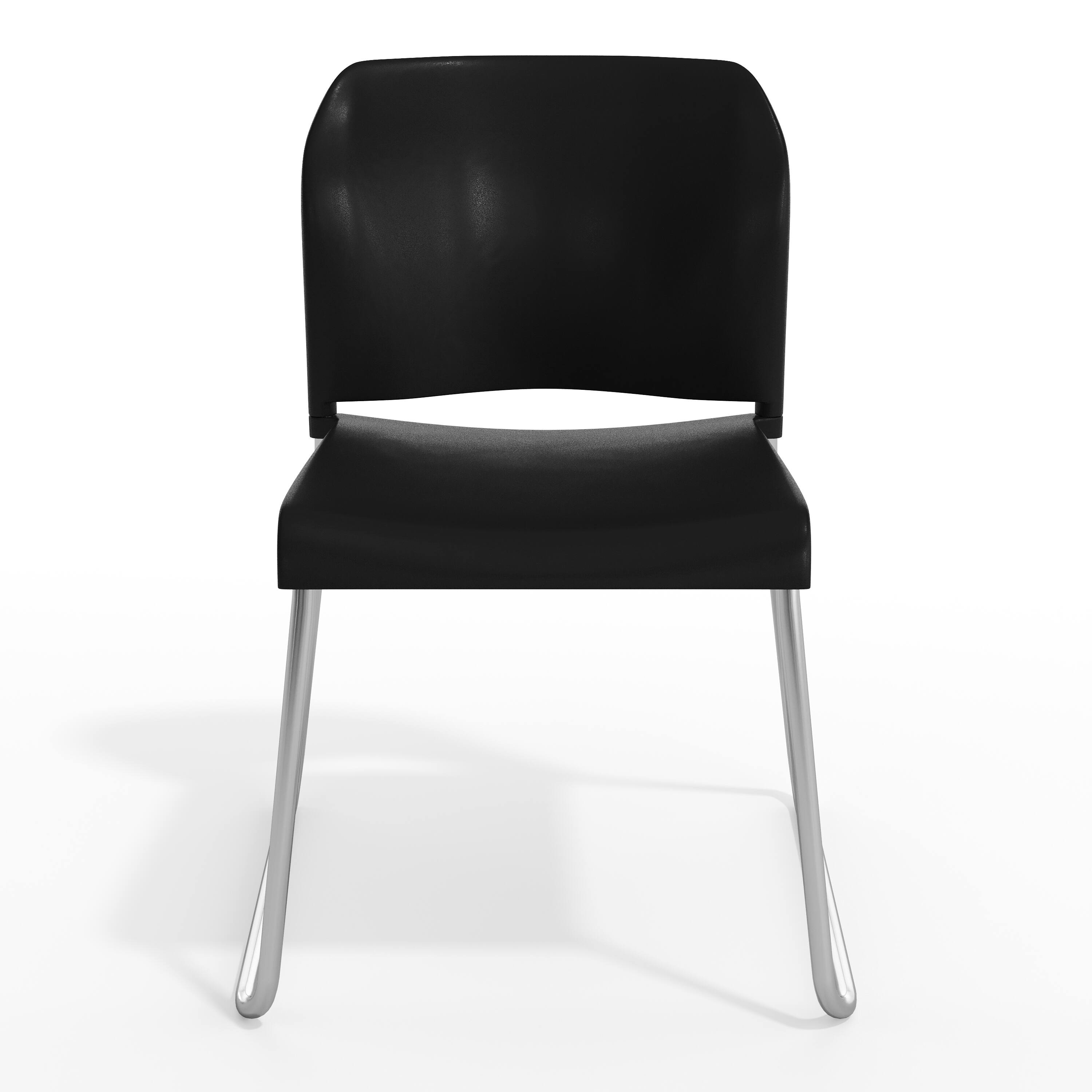 Alt View 10. Emma + Oliver - Calliope Set of 5 Stackable Office Reception Chairs with Chrome Sled Bases - Black Plastic/Chrome Frame.
