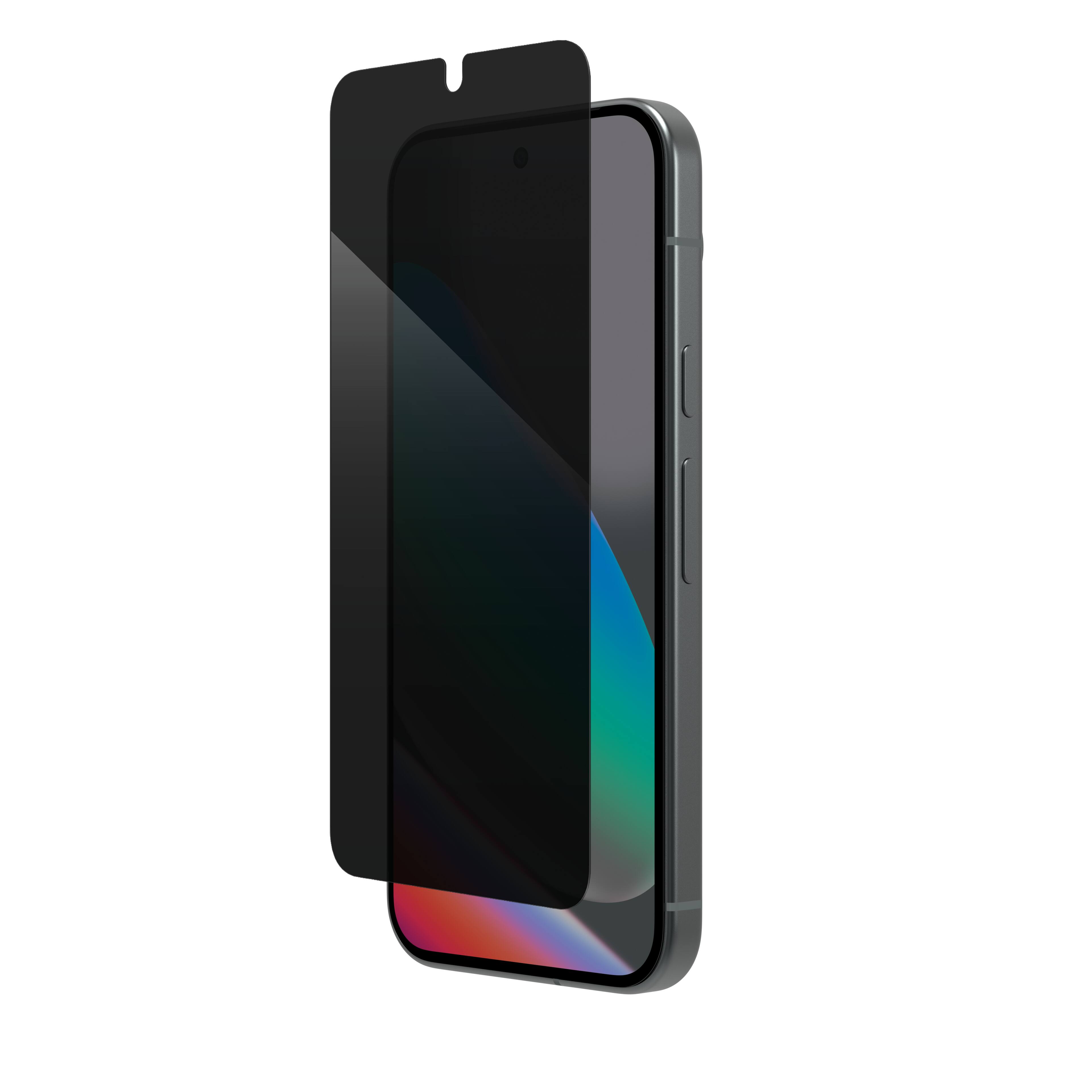 Left. ZAGG - Glass Elite Tempered Glass Screen Protector with 2-Way Privacy Filter for Google Pixel 10/10 Pro - Tinted.