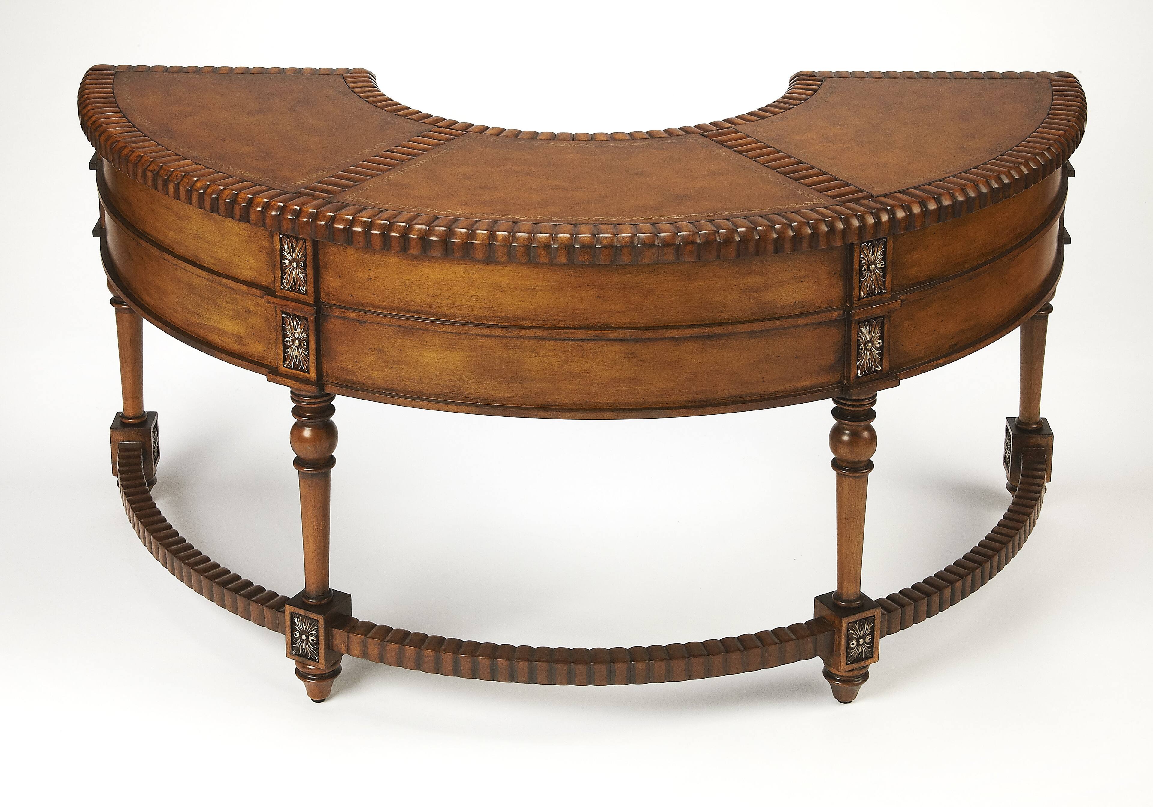 Alt View 3. Butler Specialty - Geneva 60 in. W Demilune Leather and Wood 5 Drawer Executive Desk - Dark Brown.