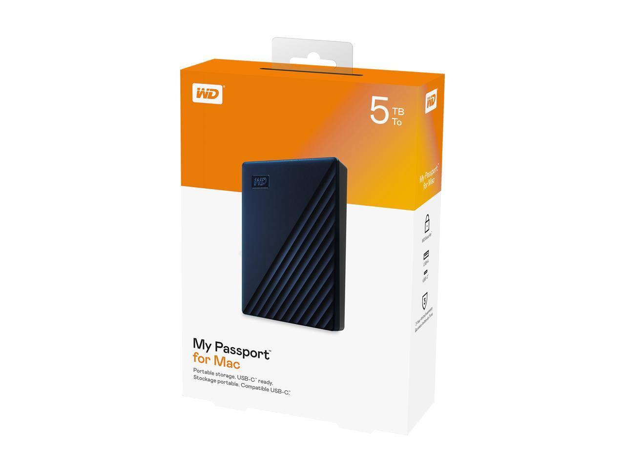 My Passport for Mac  
Portable storage. USB-C ready.  
5 TB  
Portable. Compatible USB-C.