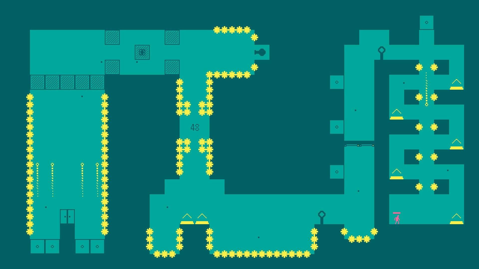 The text in the image appears to be part of a game level design. Here is the corrected and grouped text:

- "48" (located near the center of the image)
- "urre" (located near the top left corner of the image)

The rest of the text seems to be part of the game's visual design and does not form coherent words.