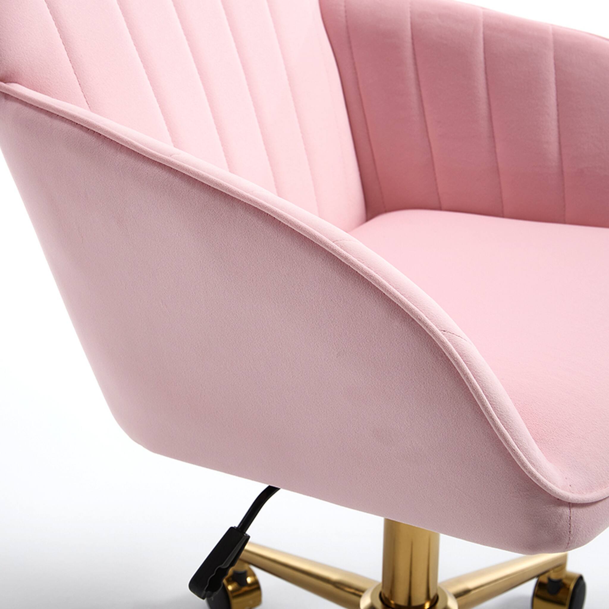Alt View 7. Forest'nSky - Gold Metal Adjustable Office Chair with Ergonomic Swivel Chair, Backrest Seat,Baby Pink - Baby Pink.