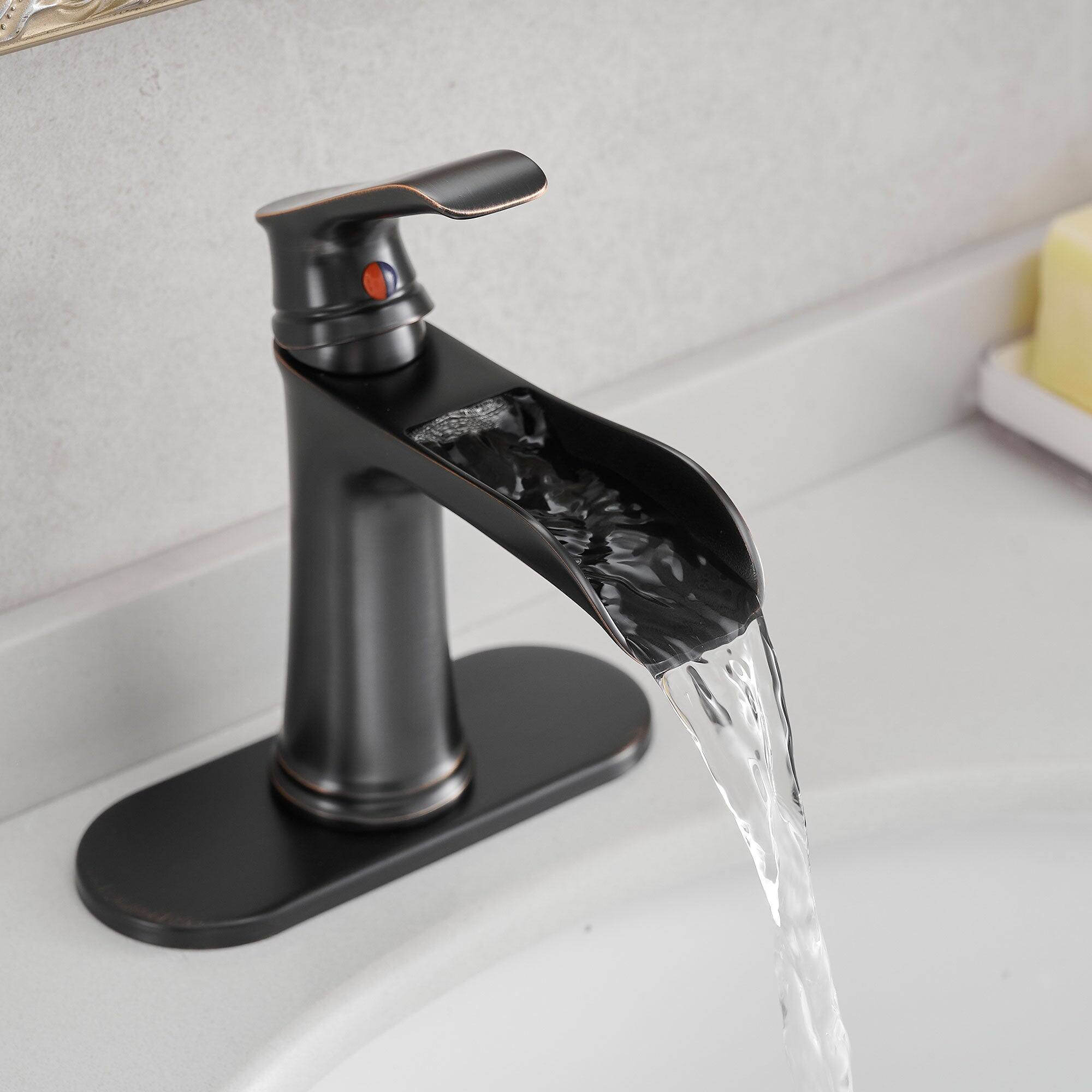 Alt View 10. Boyel Living - Single Handle Single Hole Bathroom Faucet Oil Rubbed Bronze with Deck Plate Pop Up Drain and Water Supply Hoses - Oil Rubbed Bronze.