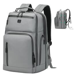 Unique Bargains - Expandable Business Backpack, Waterproof, 17" Laptop Compartment, Airline Approved, 33L-42L, Work Travel - Gray