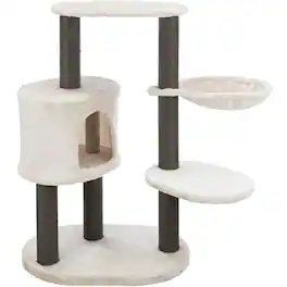 TRIXIE - Moriles Plush & Sisal 3-Level Cat Tree with Scratching Posts & Condo - Light Gray