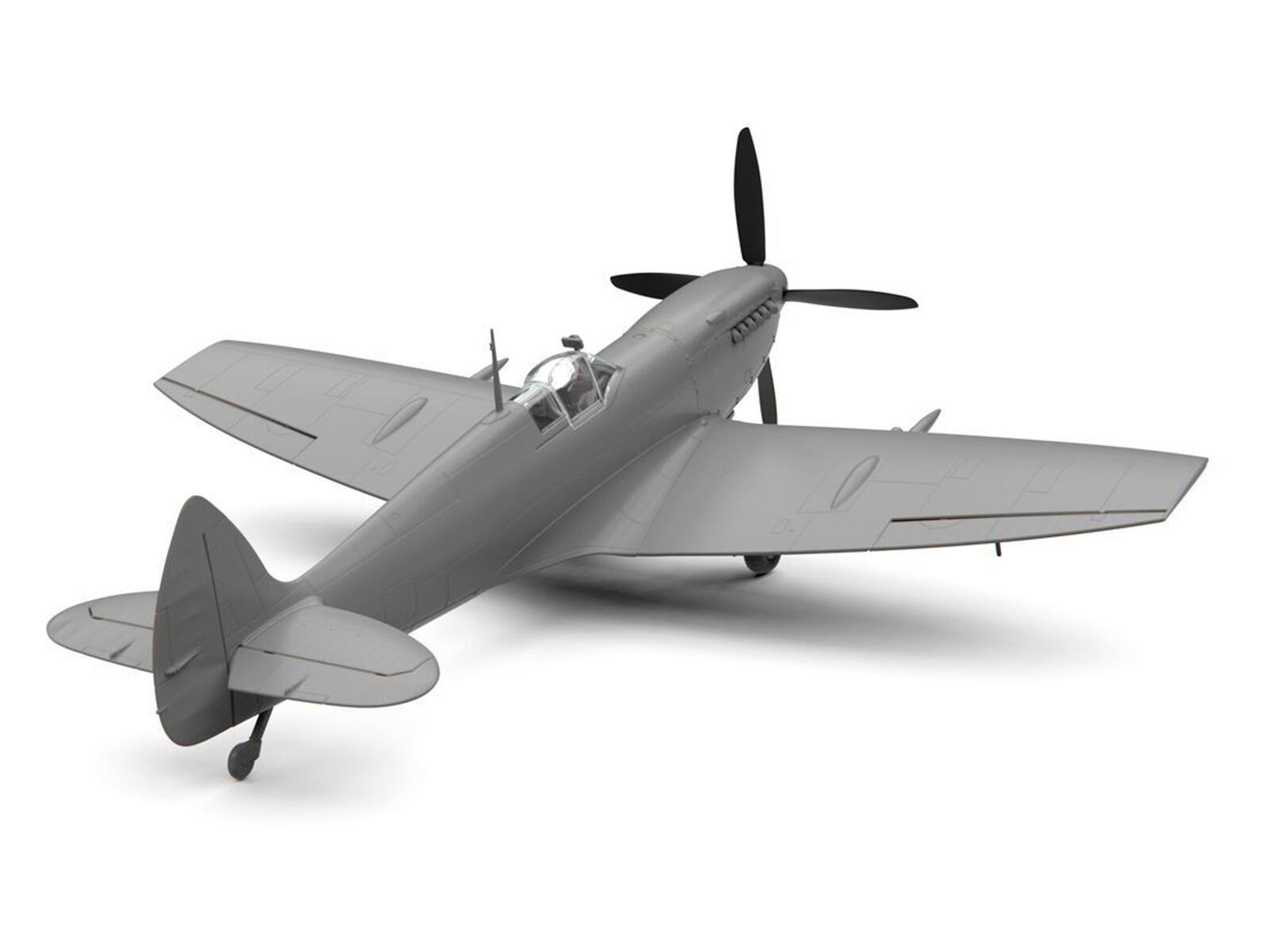 Alt View 2. Airfix - Level 2 Model Kit of Supermarine Spitfire Mk.IXe Fighter Aircraft with 3 Scheme Options 1/48 Plastic Model Kit by Airfix.