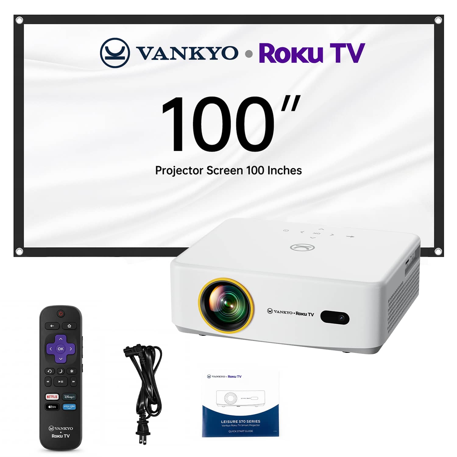 Vankyo - Leisure 570RB Native 1080P Wireless Roku TV Smart Single LCD Mini Projector, Screen Included - White price history on PriceWatchPro