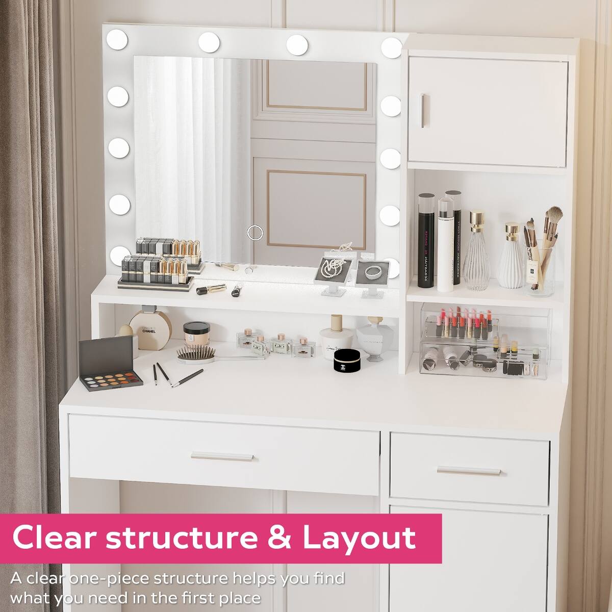 CHANEL

96

Clear structure & Layout

A clear one-piece structure helps you find what you need in the first place