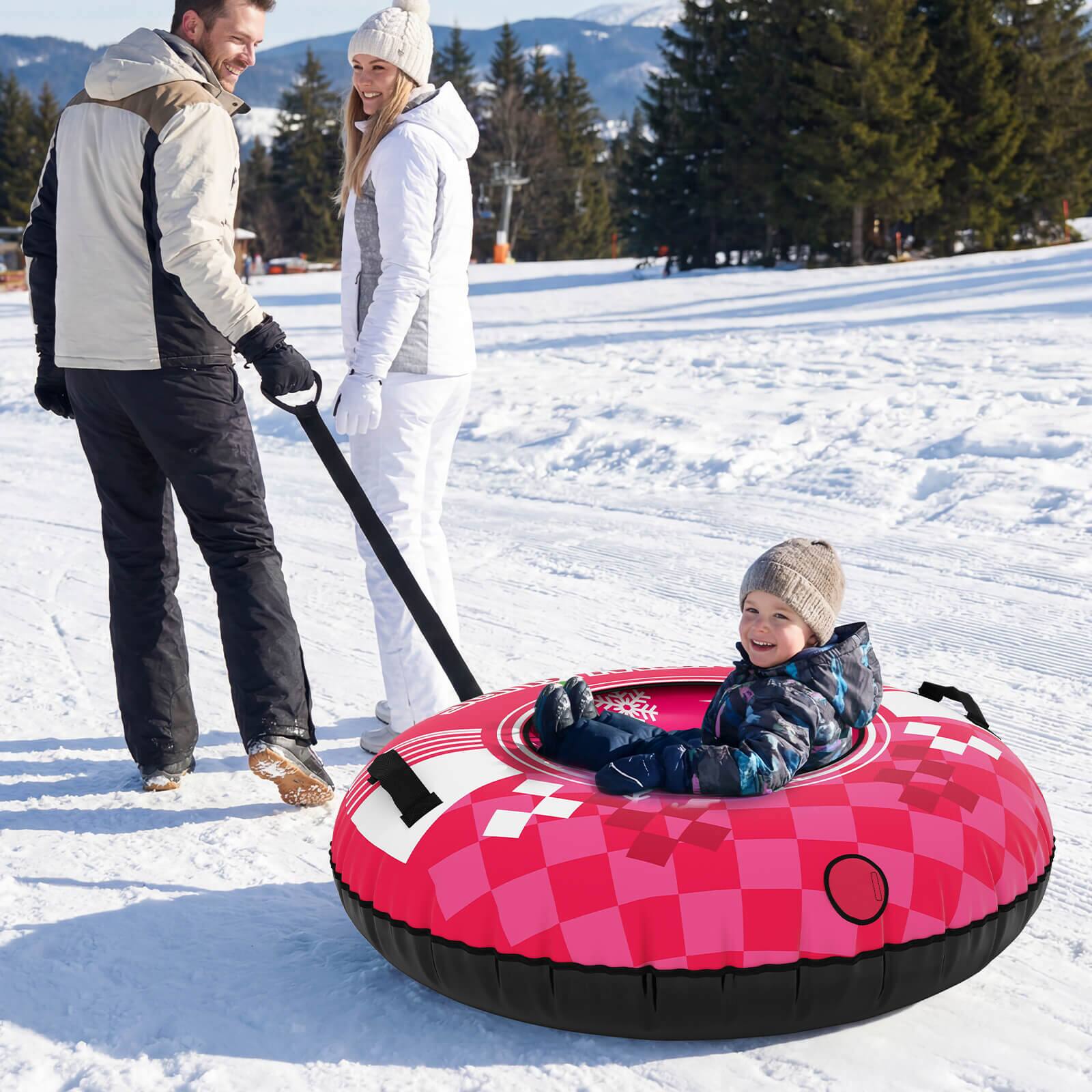 Alt View 1. Costway - Costway 42" Inflatable Snow Tube with Detachable Tow Strap, Thickened Bottom, 3-in-1 Valve - Pink.
