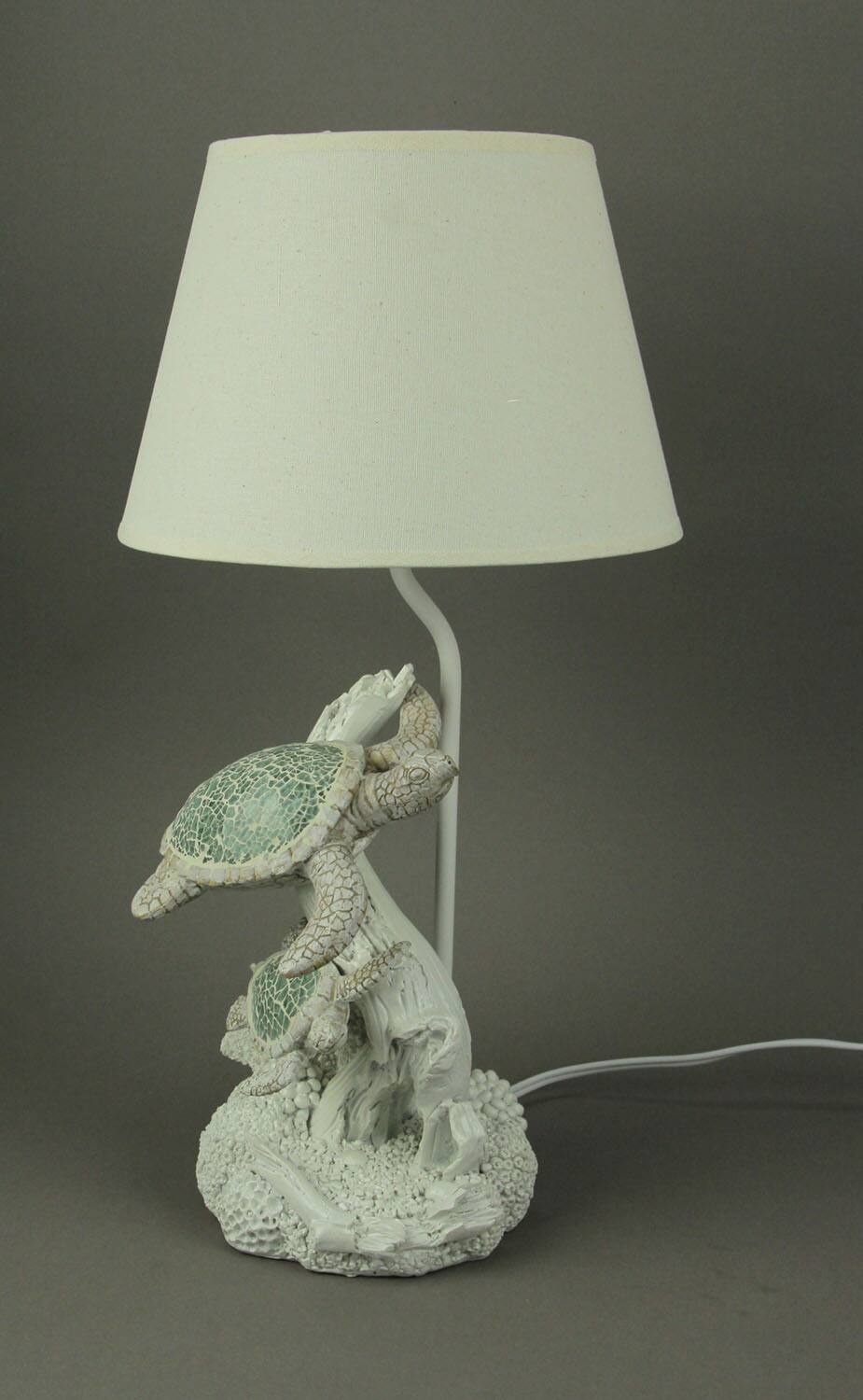 Alt View 1. Fancy That - Mosaic Swimming Sea Turtles Coastal Sea Life Table Lamp Set of 2 - Off-white.