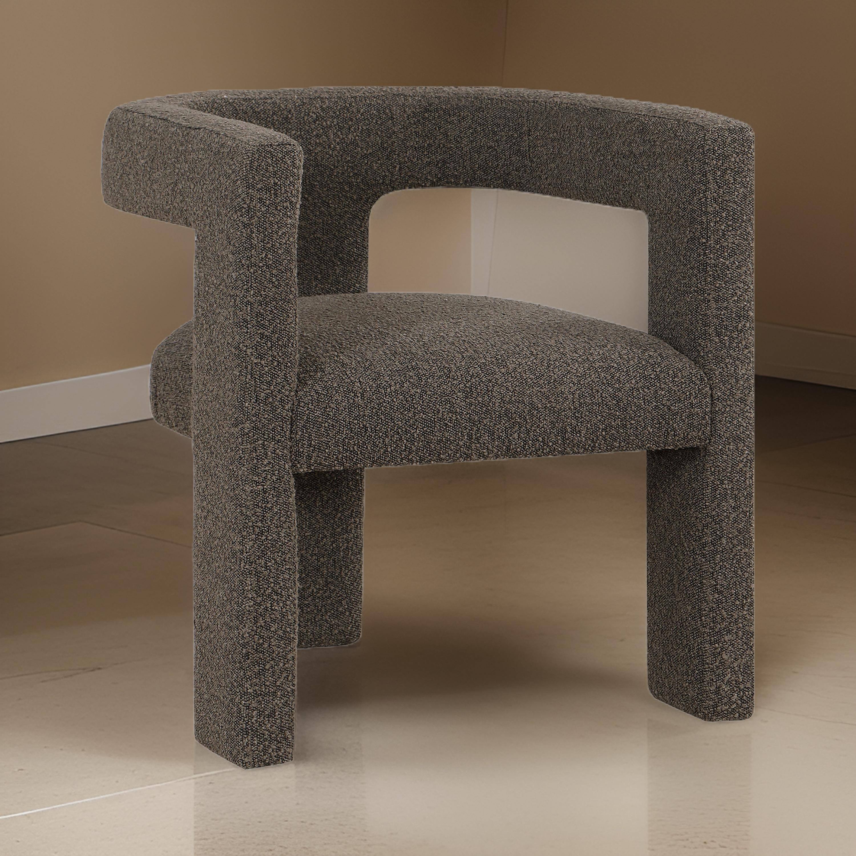 Alt View 5. Manhattan Lane - Hellen Accent Side Chair, Fully Upholstered Chocolate Brown Boucle Fabric - Chocolate Brown.