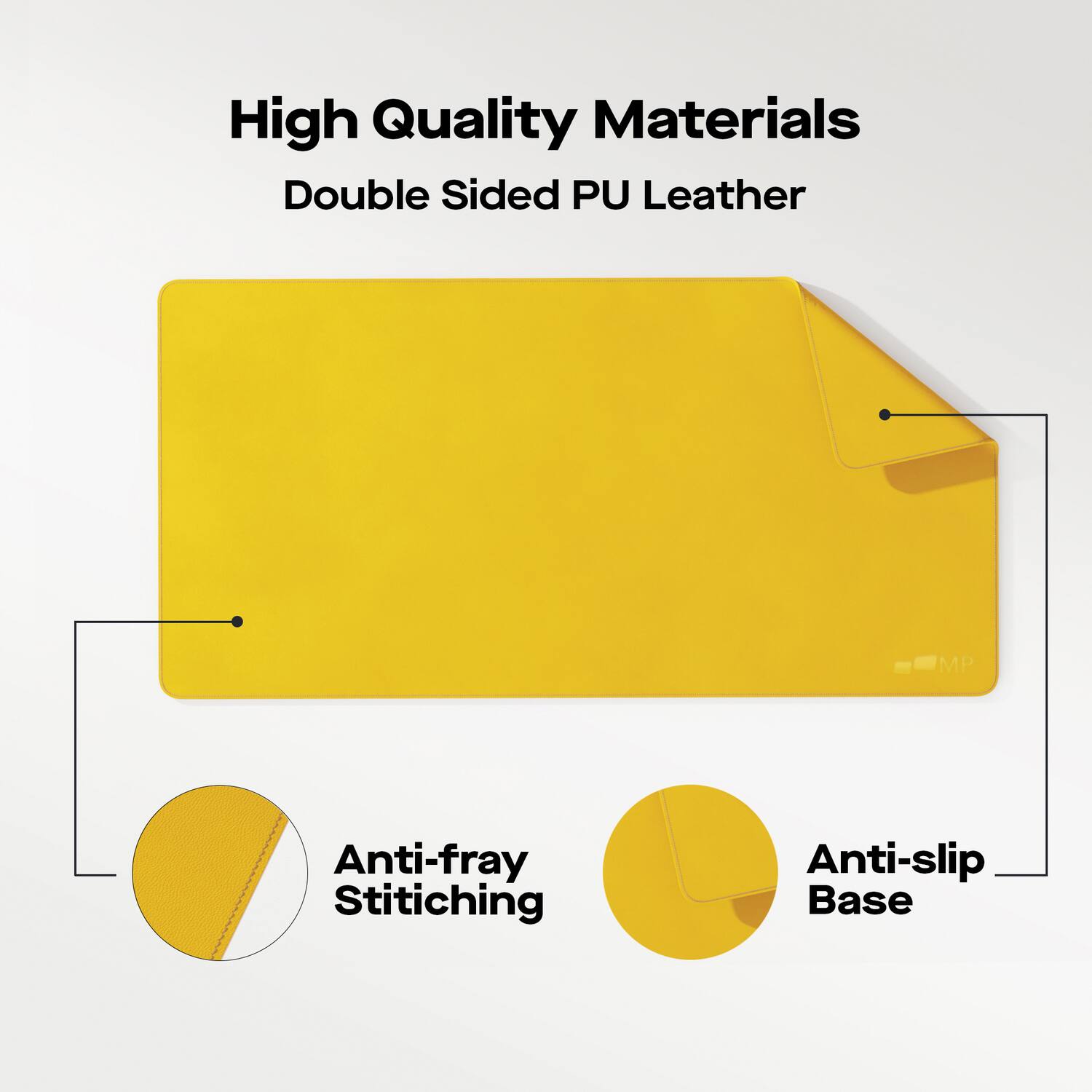 High Quality Materials  
Double Sided PU Leather  
Anti-fray Stitching  
Anti-slip Base