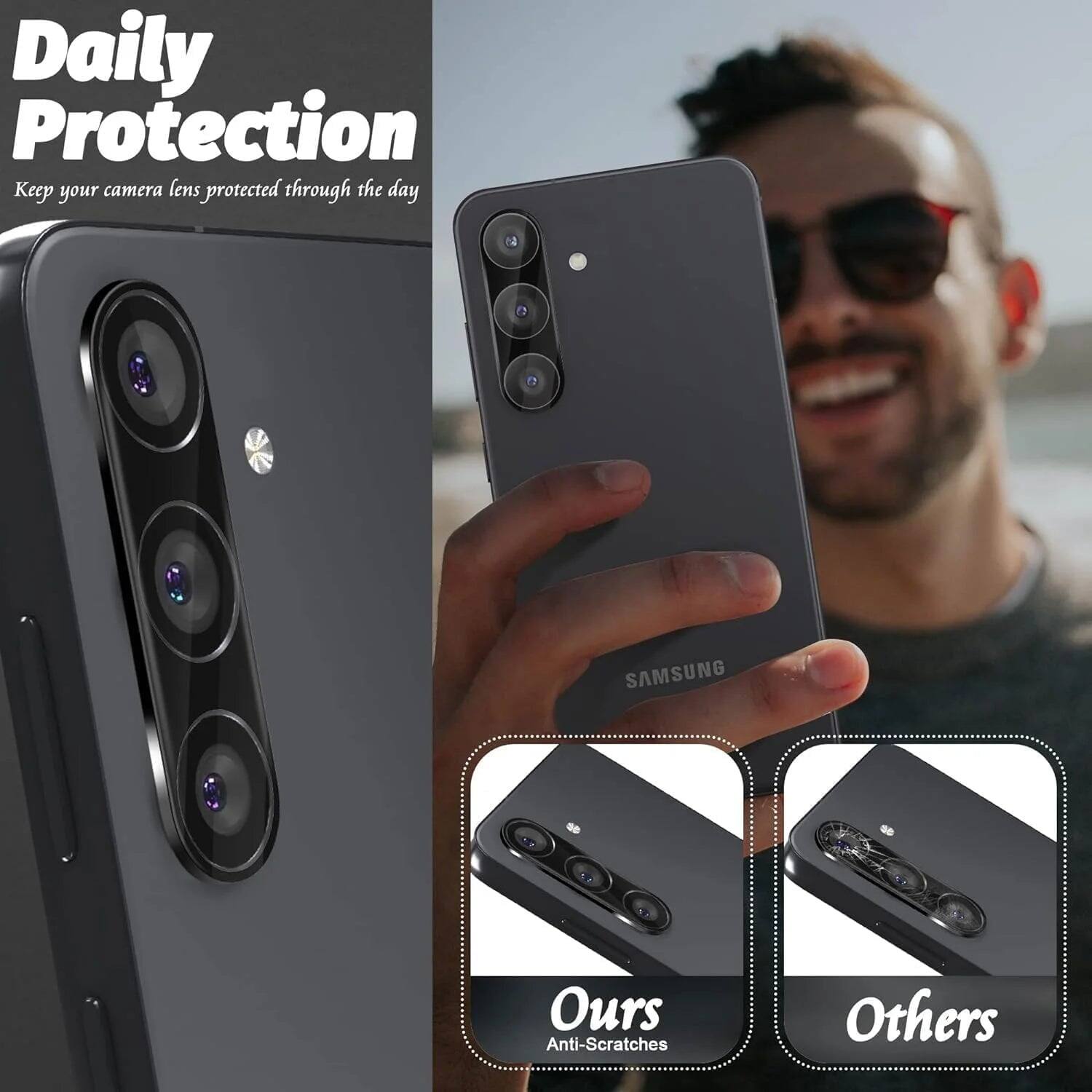 Daily Protection  
Keep your camera lens protected through the day  

Ours  
Anti-Scratches  

Others