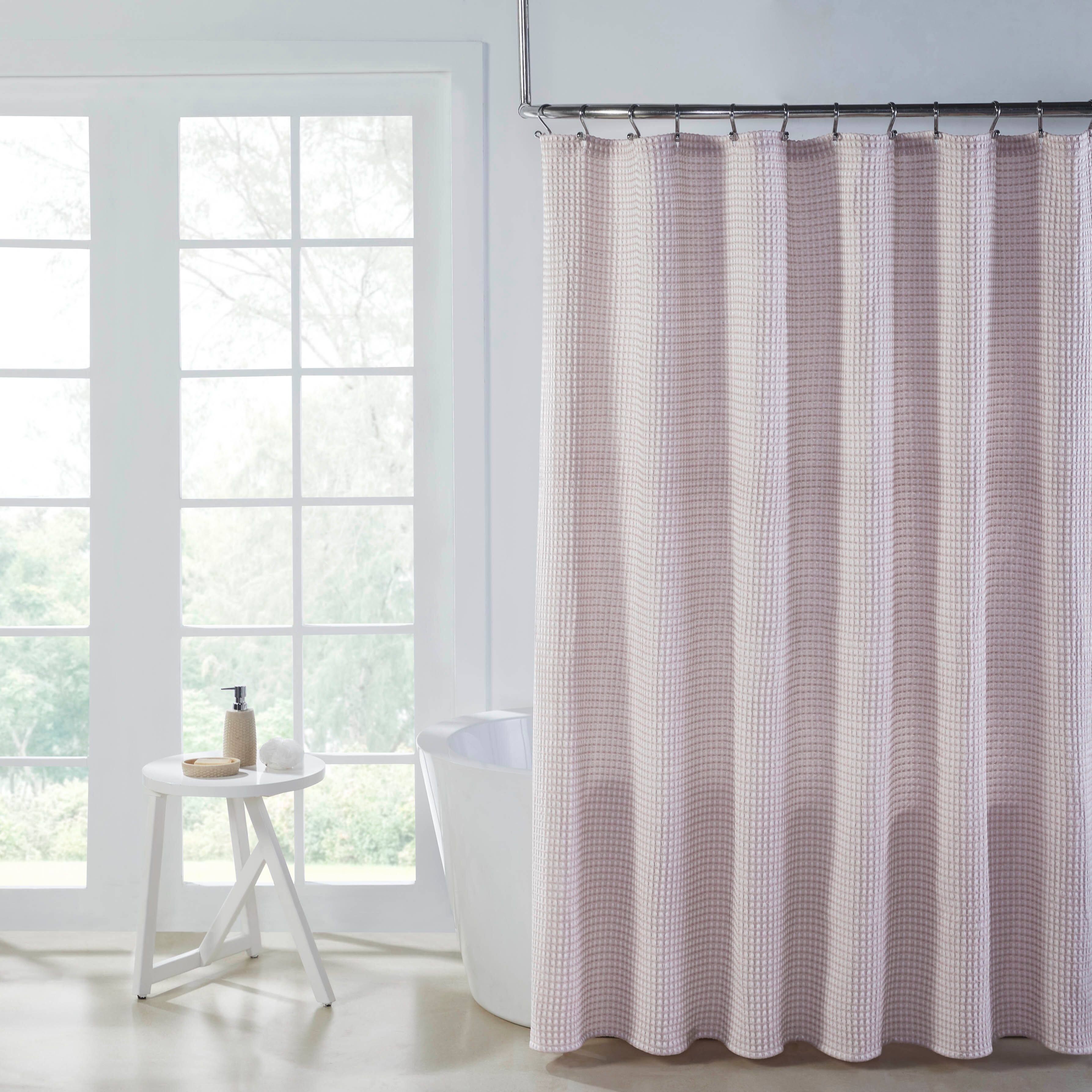 Front. Kate Aurora - Hotel Collection Premium Waffle Weave Mold & Mildew Resistant Fabric Shower Curtain by Kate Aurora - Blush - Blush.