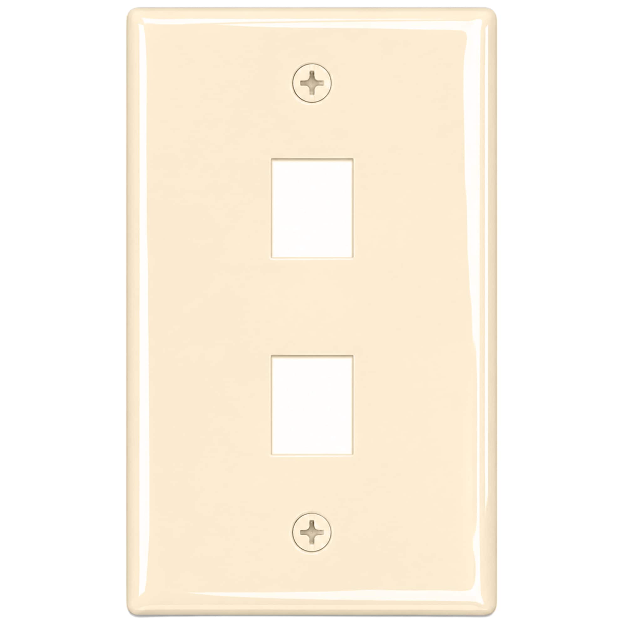 Cmple.com - Cmple - Keystone Wall Plate Cover Ethernet Wall Plates for Modular Inserts, RJ45 Keystone Jack - 2 Port - Ivory