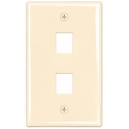 Front. Cmple.com - 2 Port Keystone Wall Plate Ivory Single Gang for RJ45 Ethernet HDMI Coax & Audio - Ivory.