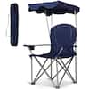 Front. Costway - Costway Portable Folding Beach Canopy Chair W/ Cup Holders Bag Camping Hiking Outdoor - Blue.