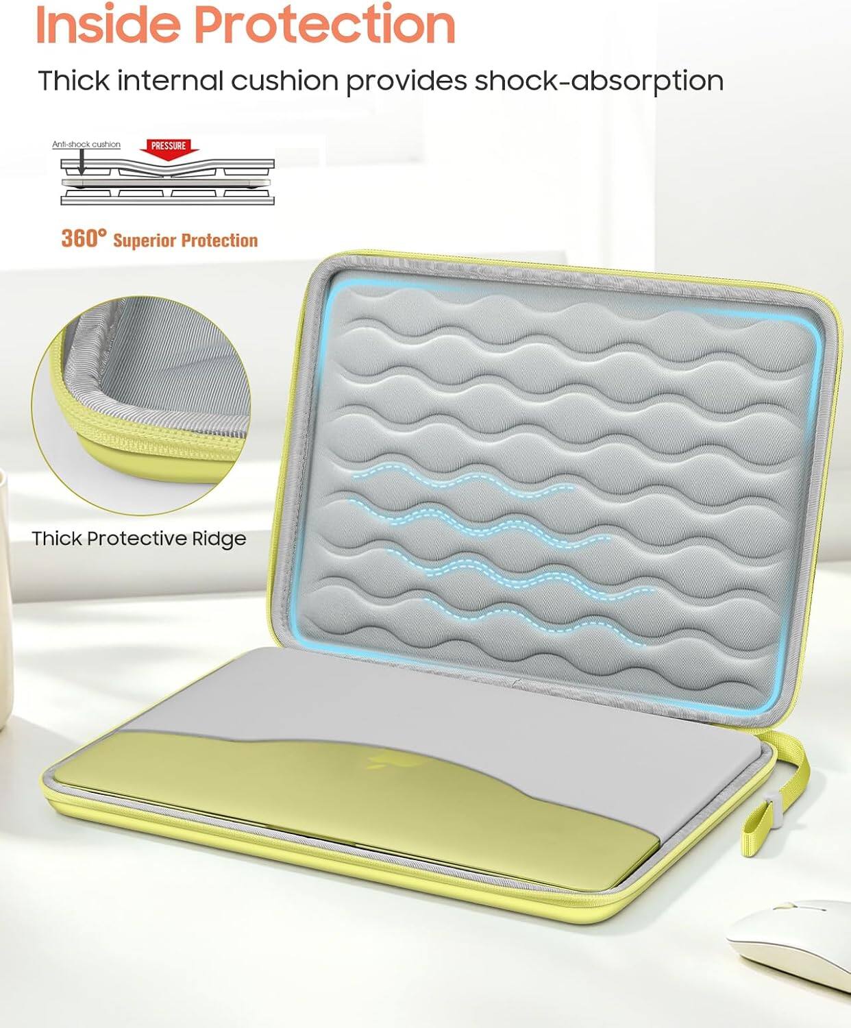 Inside Protection  
Thick internal cushion provides shock-absorption  
Anti-shock cushion  
PRESSURE  
360° Superior Protection  
Thick Protective Ridge