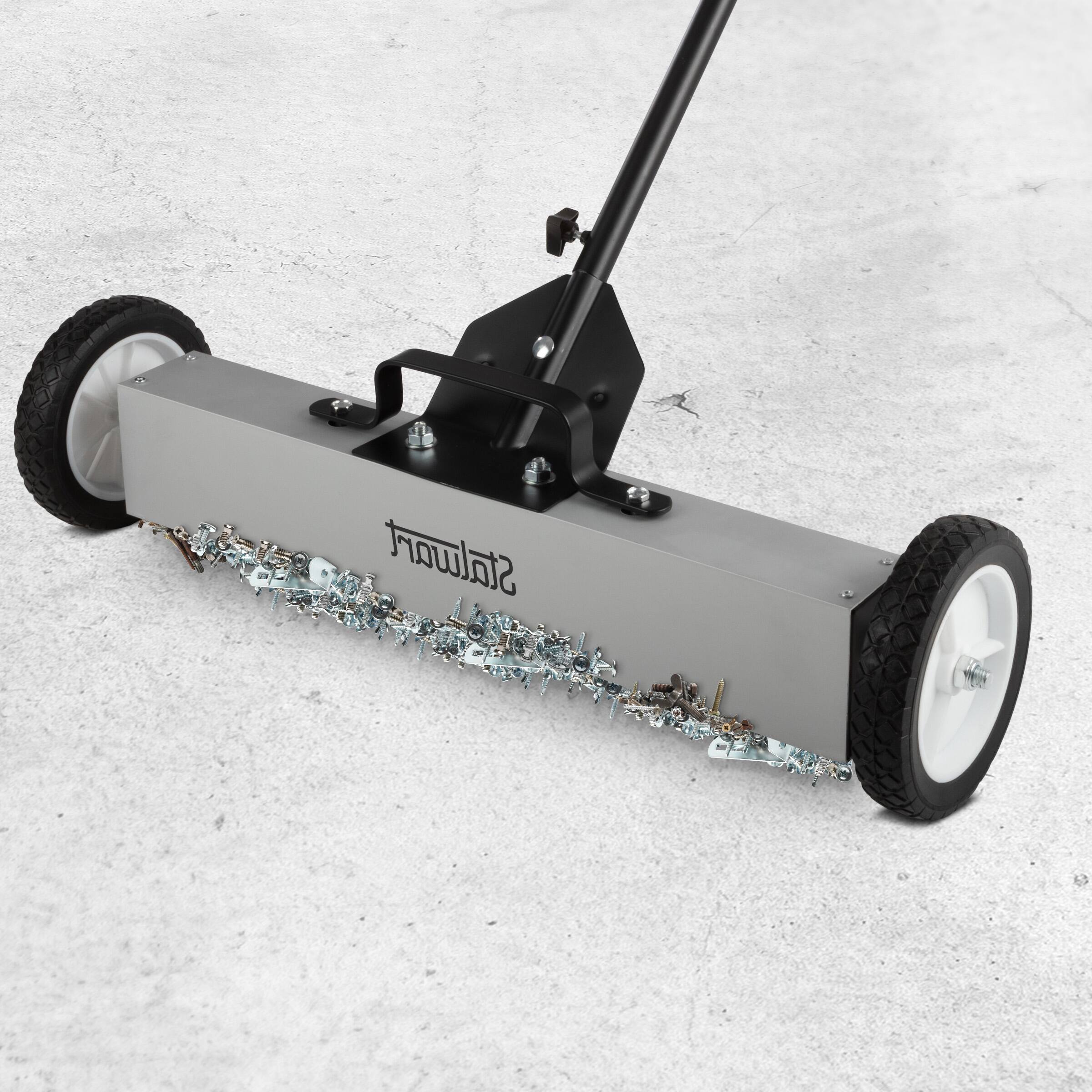 Alt View 3. Stalwart - Magnetic Sweeper with Handle and Wheels 24-Inch Rolling Nail Magnet Tool Magnetic Pickup Tool 30 to 50-Pound Capacity.