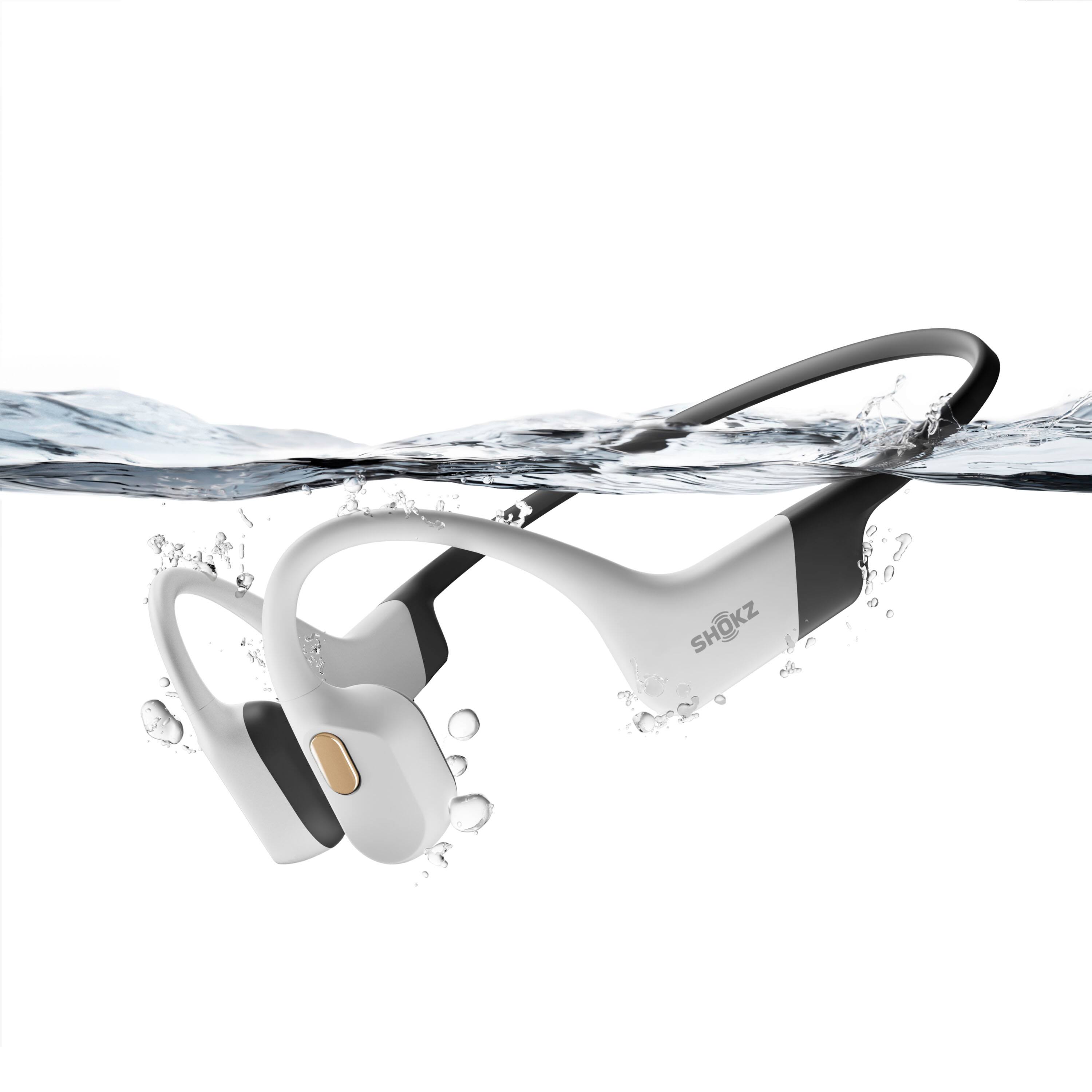 Angle. Shokz - OpenSwim Pro Wireless Bone Conduction Open-Ear Bluetooth Sports Headphones - White.