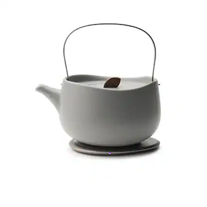 Front. OHOM - Leiph Self-heating Teapot Set - Soft Gray - Grey.