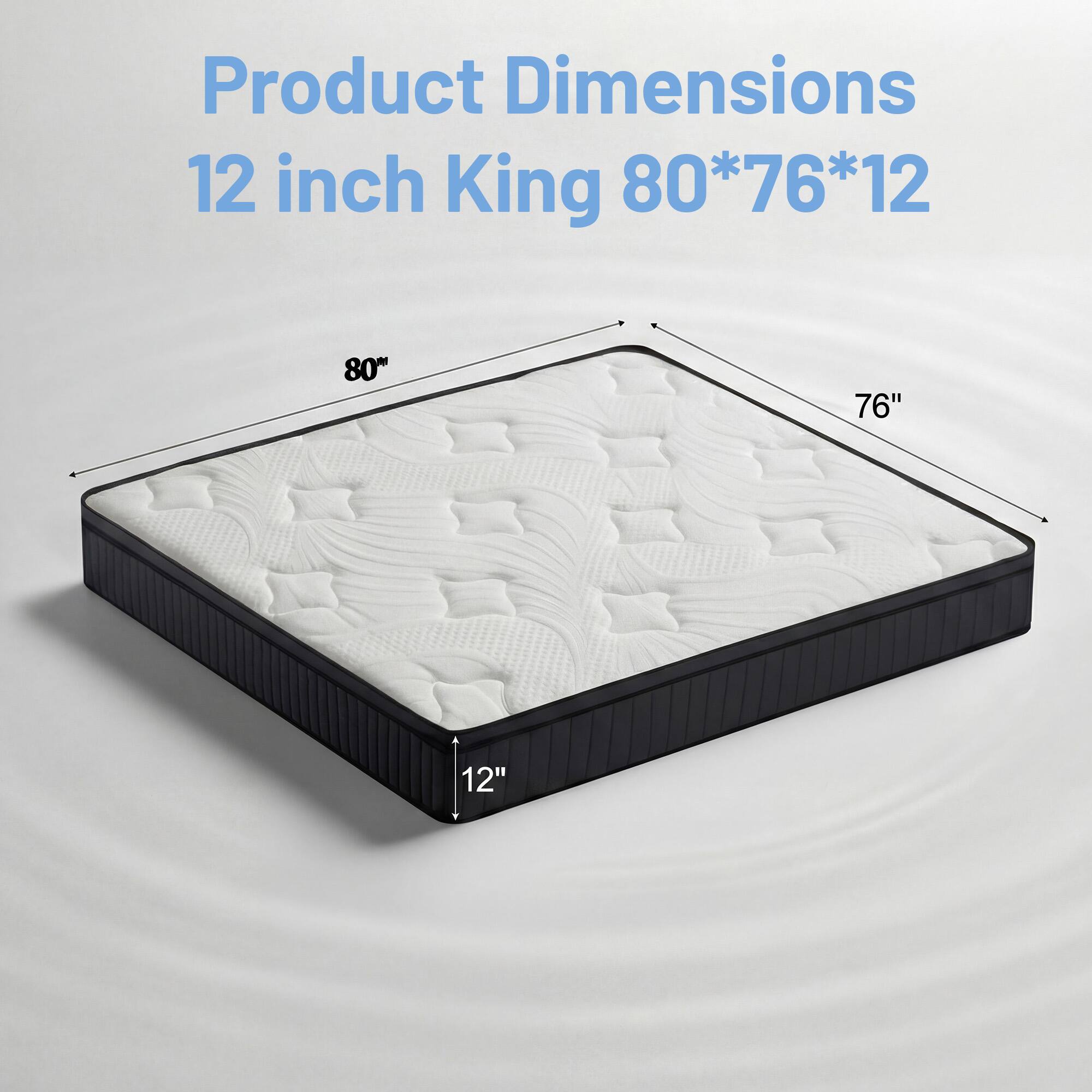 Product Dimensions  
12 inch King 80*76*12

80"  
76"  
12"