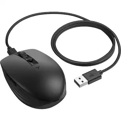 Front. HP - HP 715 Rechargeable Multi-Device Mouse - Wireless - Bluetooth - 2.40 GHz - Rechargeable - Black - USB Type A - 3000 dpi - Black.