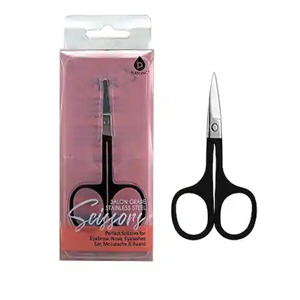 P PLABONIC SALON GRADE STAINLESS STEEL Scissors for Eyebrow, Nose, Eyelashes, Ear, Moustache & Beard
