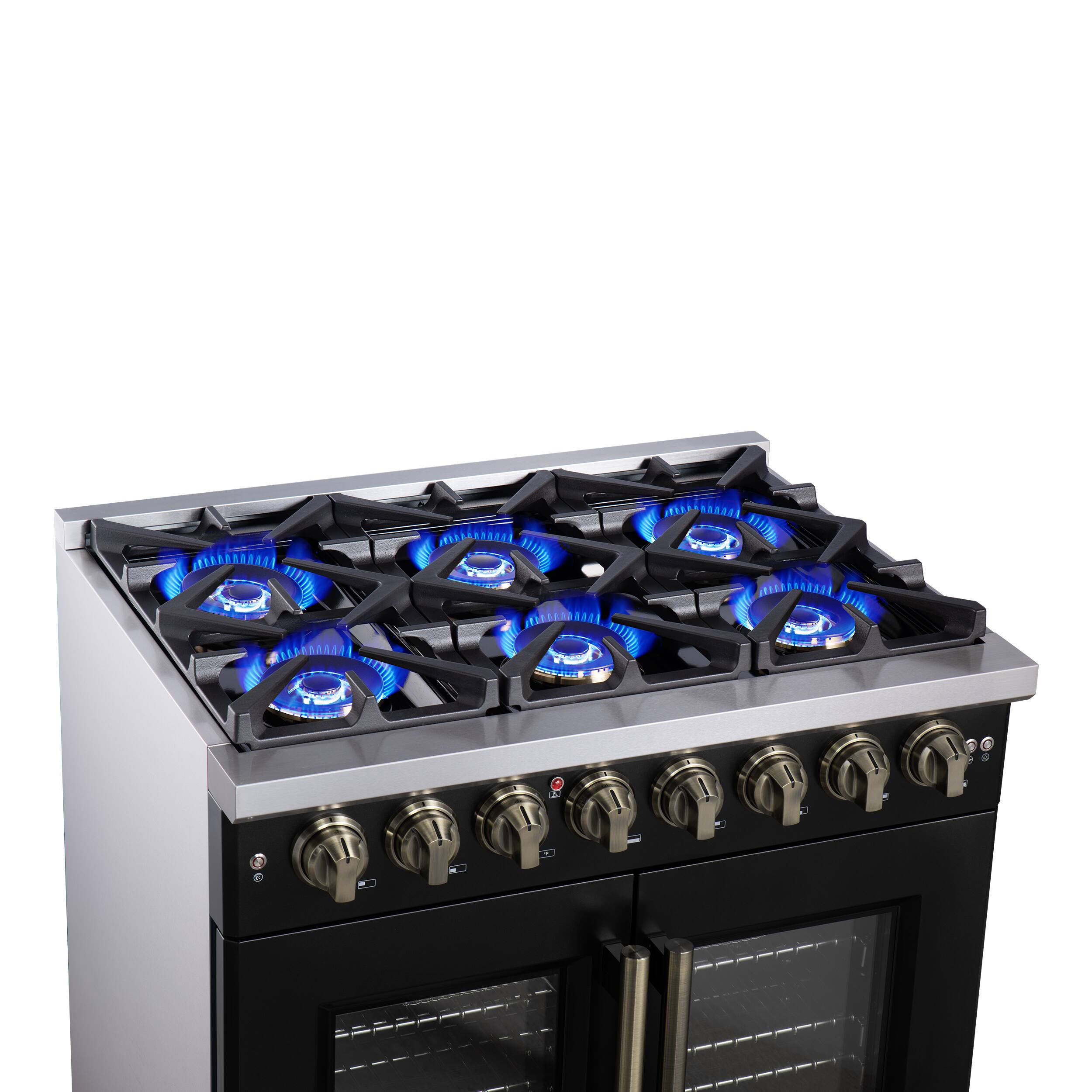 Alt View 3. Forno Appliances - Capriasca 5.36 Cu. Ft. Dual Fuel Range with French Door Design - Black.