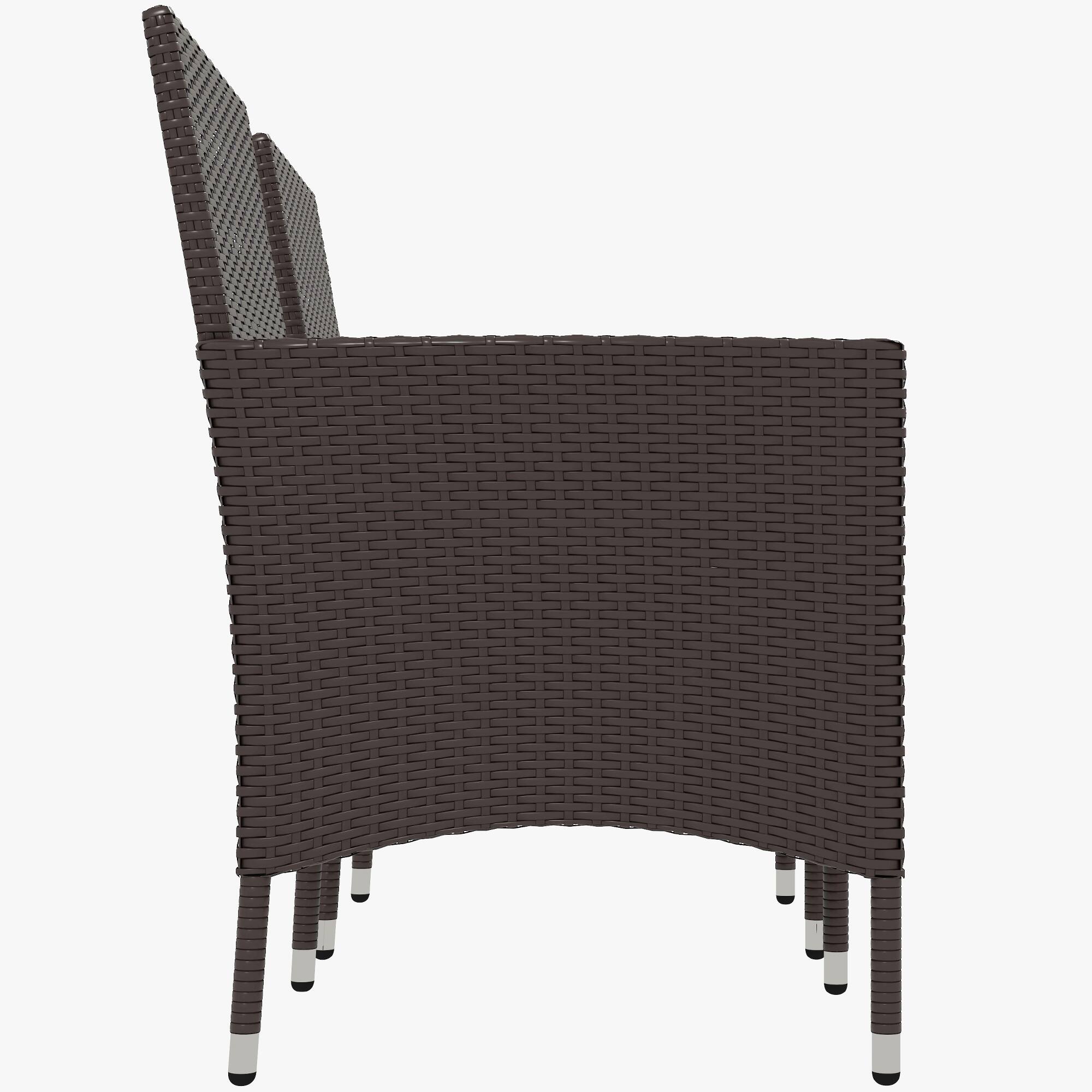 Alt View 7. Outsunny - 2 PCS Rattan Wicker Dining Chairs with Cushions and Anti-Slip Foot, Patio Stackable Chairs Set for Backyard, Garden - Black.