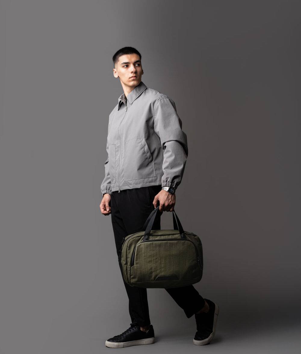 Angle. ALPAKA - Bravo Brief 16 Inch Laptop Briefcase,Messenger Bag for Men and Women, Business Shoulder Bag for Work Travel - Green Axoflux 400D Ripstop Nylon.