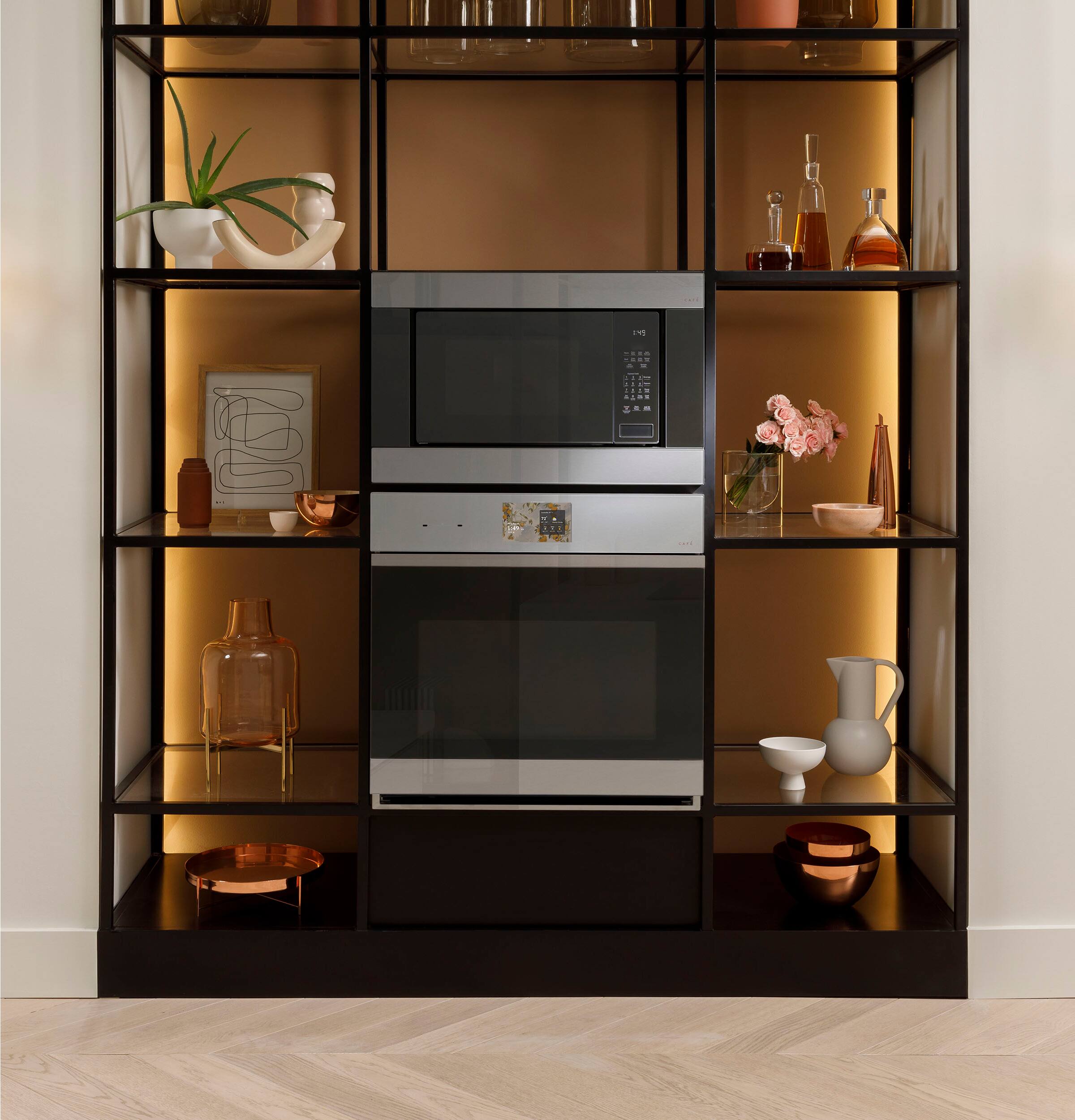 Alt View 9. Café - 30" Smart Built-In Single Electric Convection Wall Oven with Air Fry and Push-to-Open Door - Platinum Glass.