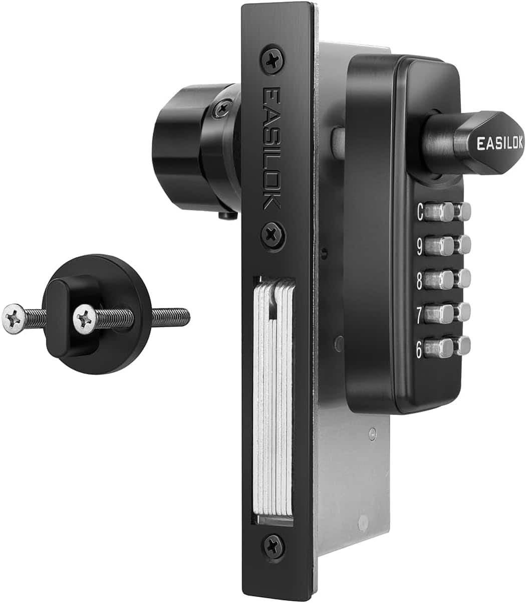Aukfa - Keyless Storefront Door Lock - Commercial Mortise, No Drilling, 1-1/8" Backset, Aluminum Deadbolt for Swing Door