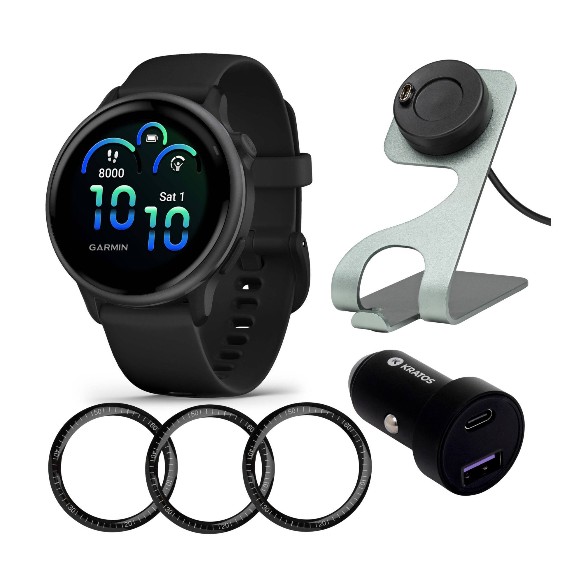 Garmin - Vivoactive 6 Slate with Black Band GPS Smartwatch and Charger Bundle - Black - (2025)