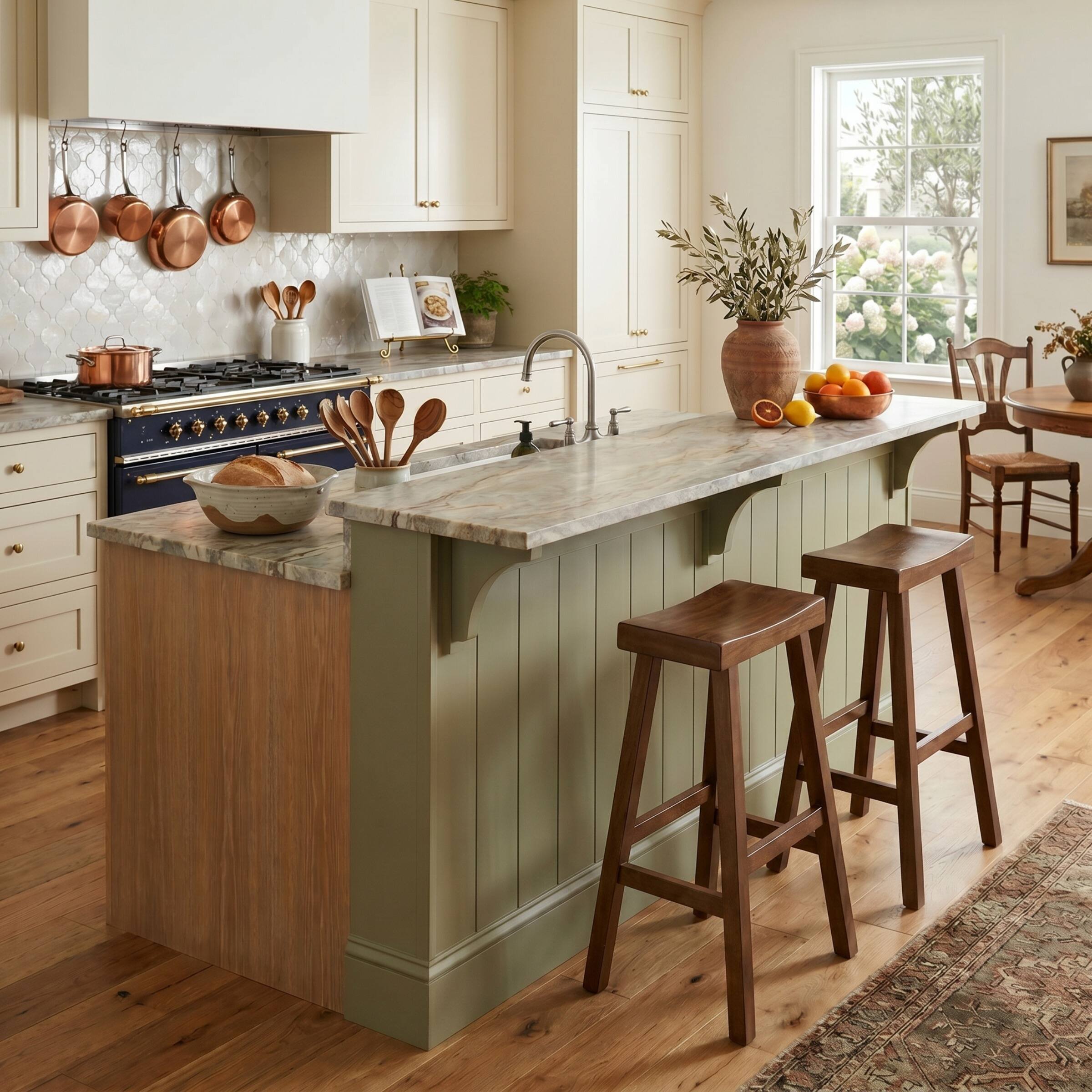 Alt View 1. Alaterre Furniture - Bar Stools Set of 2 31-Inch Tall Counter Height Bar Stools with Backless Saddle Seat and Footrests, Walnut - Walnut.