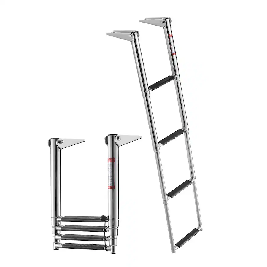 Ladder 900 VEVOR Boat Ladder, 4 Steps, Stainless Steel Telescoping Folding Swim ...