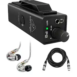 Behringer - Powerplay P2 Ultra-Compact Personal In-Ear Monitor Amplifier, Bundle With Shure SE215 Sound-Isolating In-Ear