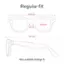 Regular fit: 130.7 mm, 40.6 mm, 22 mm, 150 mm. Also available in large fit.
