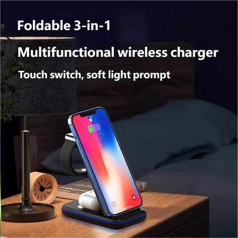 Foldable 3-in-1  
Multifunctional wireless charger  
Touch switch, soft light prompt