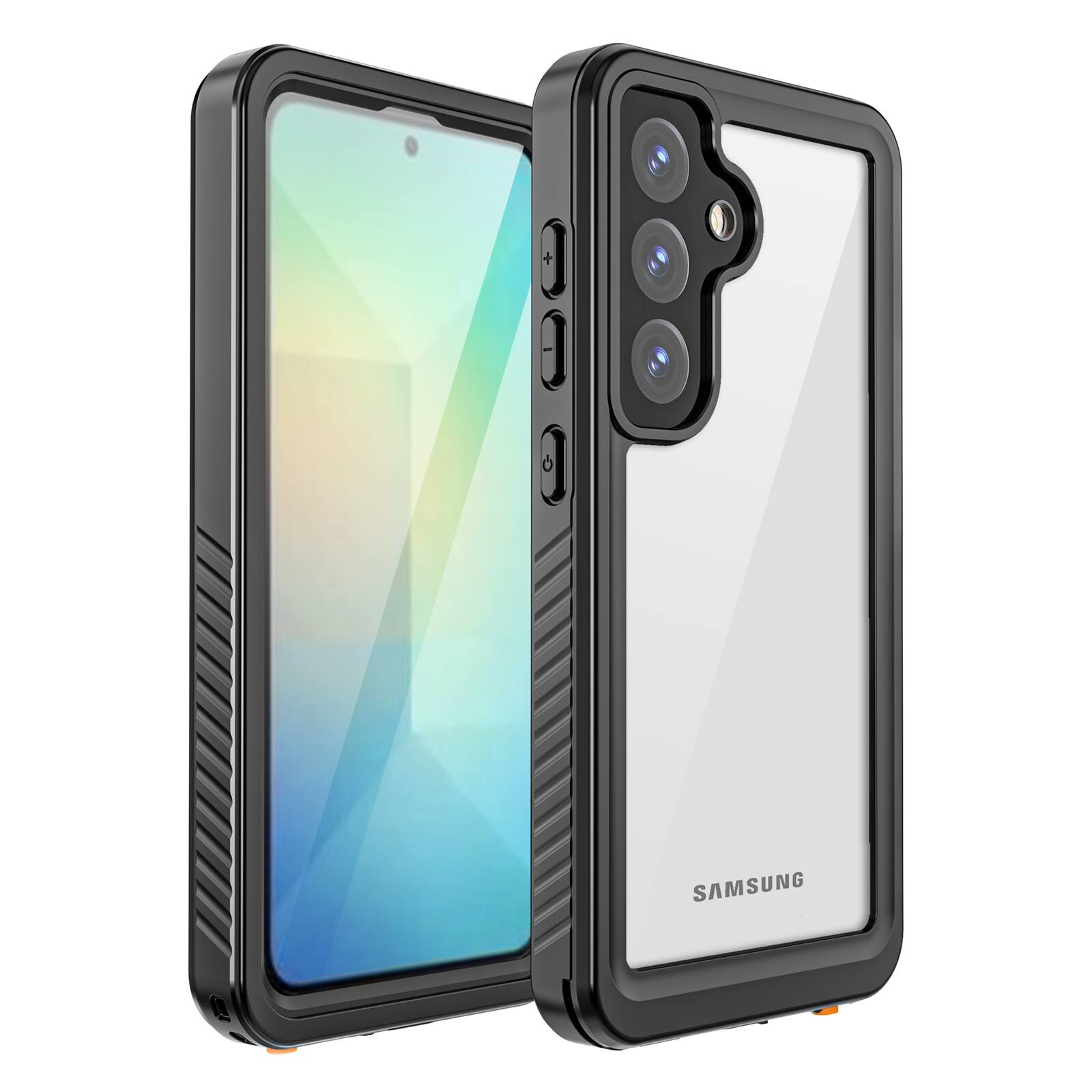 Left. UUCOVER - Waterproof Case for Samsung Galaxy S25+,Shockproof Full Body Protective Case with Screen Protector Clear Back Cover - Black.
