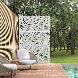 PexFix - 72 in. x 47 in. Summer Pattern Metal Outdoor Privacy Screen & Panels, Freestanding Garden Divider Fence - White