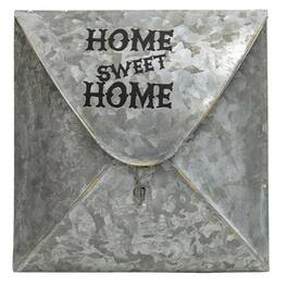BreeBe - *Home Sweet Home Galvanized Envelope Post Box - Gray